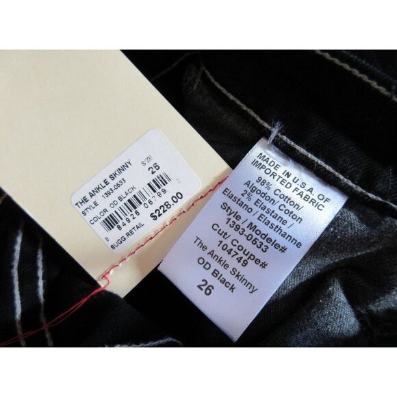 NWT Current/Elliott The Ankle Skinny in OD Overdye Black Tribal Print Jeans 26 - Picture 5 of 8